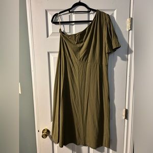 army green one shoulder dress XL